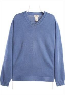 L.L.Bean 90's V Neck Knitted Jumper / Sweater Large Blue