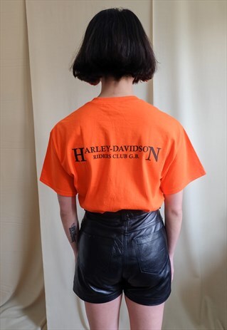 RARE VINTAGE HARLEY-DAVIDSON ORANGE BIKER T-SHIRT