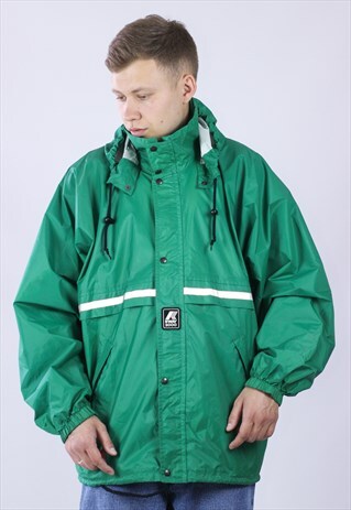VINTAGE MENS KWAY 2000 RAINCOAT LONG JACKET WINDBREAKER