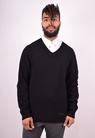 ICEBERG MENS VINTAGE JUMPER SWEATER MEDIUM BLACK 90'S