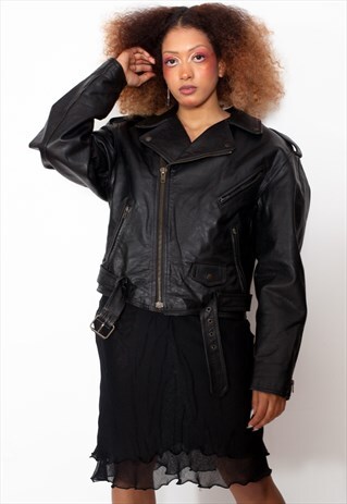 VINTAGE 80S MOTORCYCLE LEATHER JACKET ID:5260