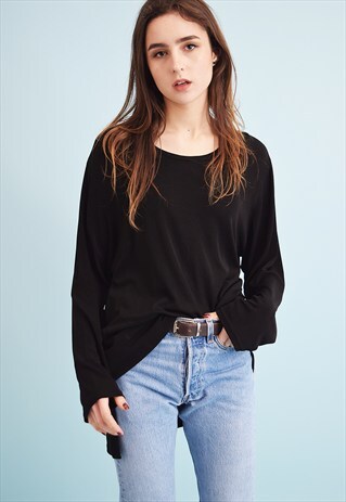 90'S RETRO GRUNGE MINIMALIST SHEER OVERSIZED BLOUSE TOP