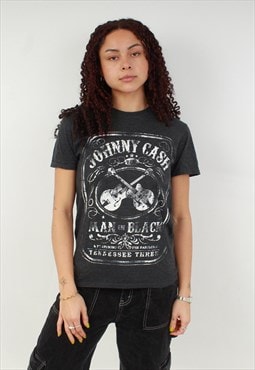 "Vintage johnny cash grey graphic t shirt