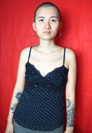 BLACK POLKA DOT CAMI LACE TOP