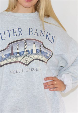 VINTAGE 90'S AMERICAN OVERSIZED MARL GREY SWEATSHIRT