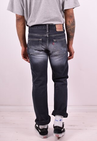 LEVI'S 507 MENS VINTAGE JEANS W30 L34 NAVY BLUE 90'S