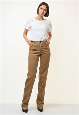 80s Vintage Nevada Brown High Waisted Woman Trousers 4377
