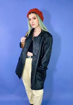 Vintage 90's Genuine Leather Trench Jacket