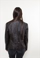 80S RETRO LEATHER BLAZER, VINTAGE WOMEN BROWN FOLK STYLE 
