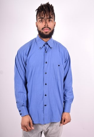 DANIEL HECHTER MENS VINTAGE SHIRT LARGE BLUE 90'S