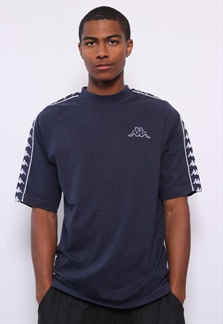 VINTAGE KAPPA TAPE LOGO T-SHIRT NAVY BLUE