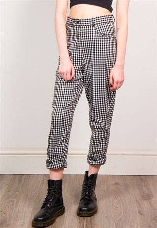 VINTAGE 90'S GINGHAM CHECK HIGH WAIST TROUSERS
