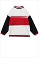 STRIPED SWEATSHIRT KNITTED COLLAR JUMPER IN RED