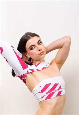 EUNOIA by Emily S/S22 Hot Pink Print Bandeau Crop Top