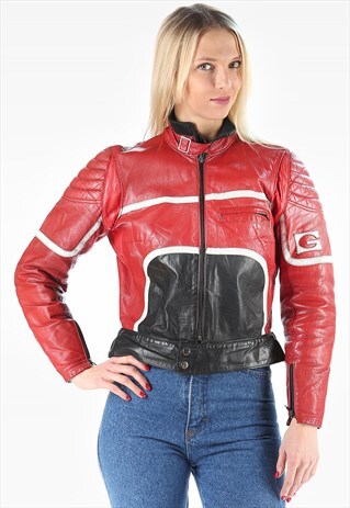 RED LEATHER MOTORCYCLE JACKET