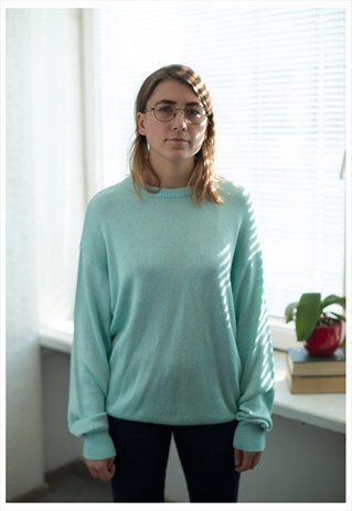 VINTAGE 80'S MINIMALIST PASTEL MINT JUMPER