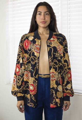 VINTAGE LUXURY PATTERN BOMBER JACKET 90S X 8.4