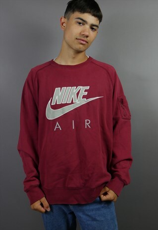 BURGUNDY RED NIKE AIR SPELL OUT SWEATSHIRT