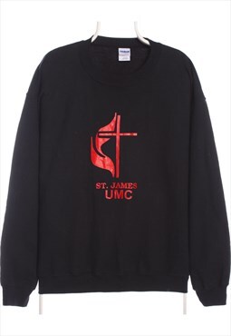 Vintage 90's Gildan Sweatshirt St James UMC Crewneck Black M