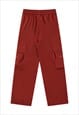 SKATER JOGGERS CARGO POCKET PANTS UTILITY RAVE TROUSERS RED