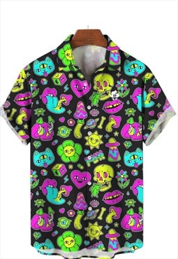 Shroom out neon  print shirt