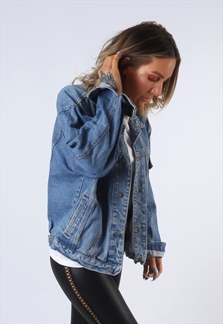 DENIM JACKET OVERSIZED FITTED VINTAGE UK 16 (DAS)