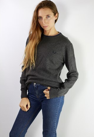 VINTAGE FRED PERRY WOOL JUMPER GREY