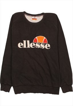 Vintage 90's Ellesse Sweatshirt Crew Neck Spellout Black