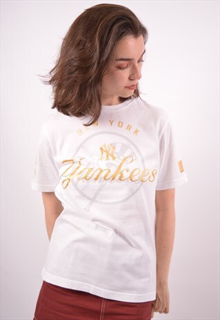 VINTAGE MAJESTIC NY YANKEES T-SHIRT TOP WHITE