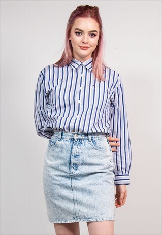 90'S VINTAGE TOMMY HILFIGER BLUE STRIPED SHIRT