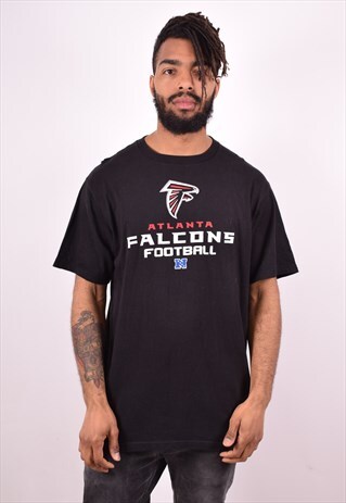 MENS VINTAGE NFL ATLANTA FALCONS T-SHIRT TOP LARGE BLACK 90