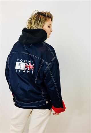 VINTAGE 90S TOMMY HILFIGER FLEECE LINED JACKET