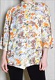 Vintage 70s Colourful Pastel Flower Girl Abstract Blouse