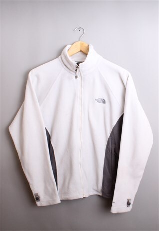WOMENS VINTAGE THE NORTH FACE GREY & WHITE FLEECE JACKET