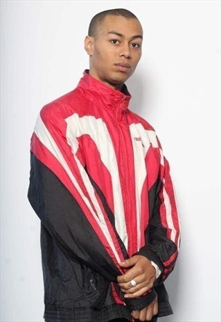 VINTAGE ADIDAS TRACK JACKET BLACK RED