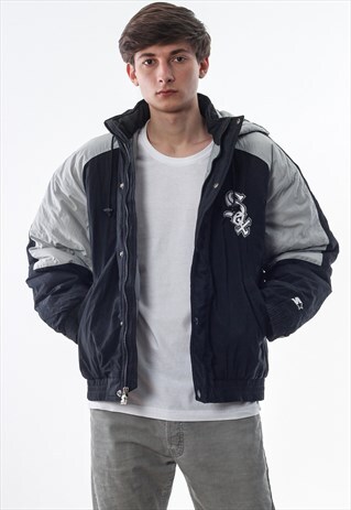VINTAGE STARTER WHITE SOX MLB PADDED WINTER COAT 90S BLACK