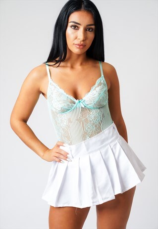 MINI WHITE PLEATED SHORT TENNIS SKIRT