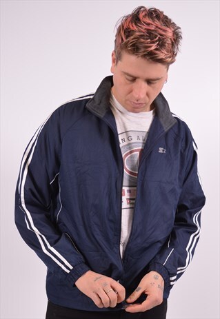 STARTER MENS VINTAGE TRACKSUIT TOP JACKET LARGE NAVY BLUE 90