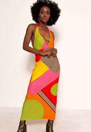 VINTAGE 90'S COLOUR POP MAXI DRESS