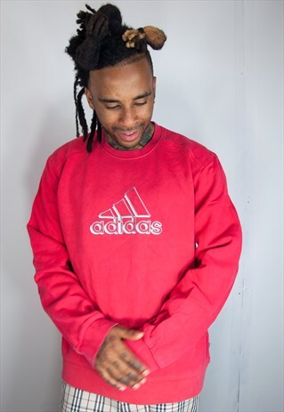 ADIDAS EMBROIDED RED SWEATSHIRT