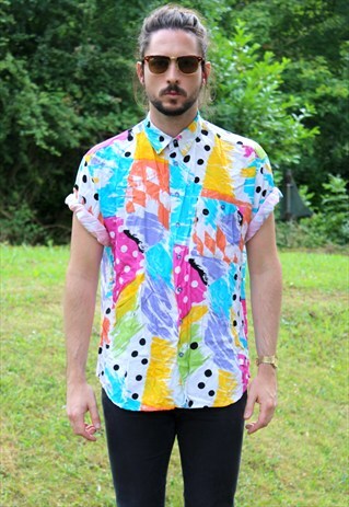VINTAGE 80S ART NERD SHIRT - MEDIUM