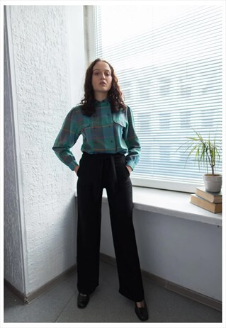 VINTAGE 90'S BLACK WIDE LEG TROUSERS