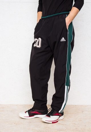 VINTAGE RETRO BLACK ADIDAS TRACK BOTTOMS