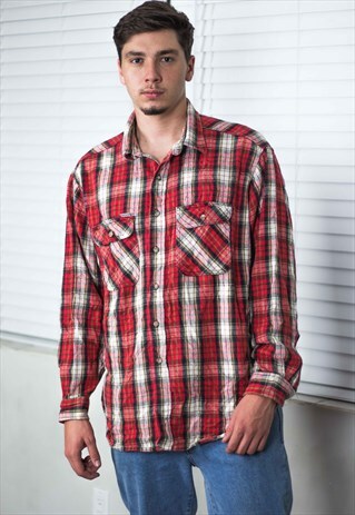 VINTAGE CARHARTT SHIRT FLANNEL LOGO 90S X 21.3