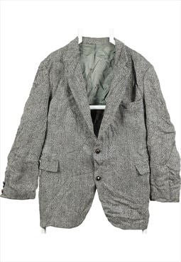 Vintage 90's Harris Tweed Blazer Tweed Wool Jacket Black,