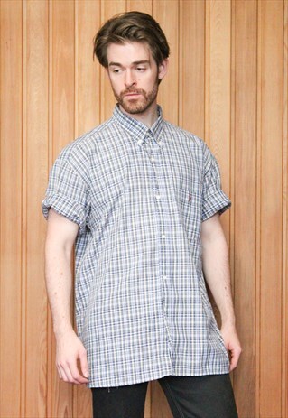 VINTAGE 1980S RALPH LAUREN BLUE CHECKED SHIRT