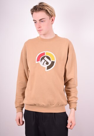 MENS VINTAGE SWEATSHIRT JUMPER SMALL BROWN 90'S