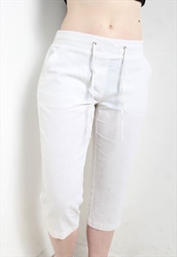 Vintage Y2K 3/4 Length Linen Blend Shorts White