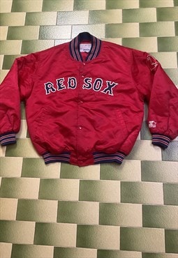 Vintage 90s MLB Boston Red Sox Satin Bomber Jacket Puffer
