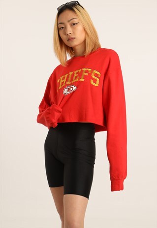 VINTAGE NFL EMBROIDERED CROPPED SWEATSHIRT